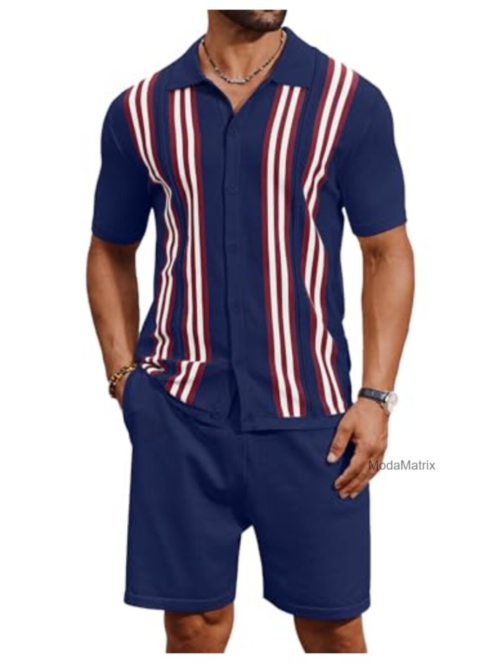 Vintage Knit 2 Piece Short Set Men's Summer Beach Outfit